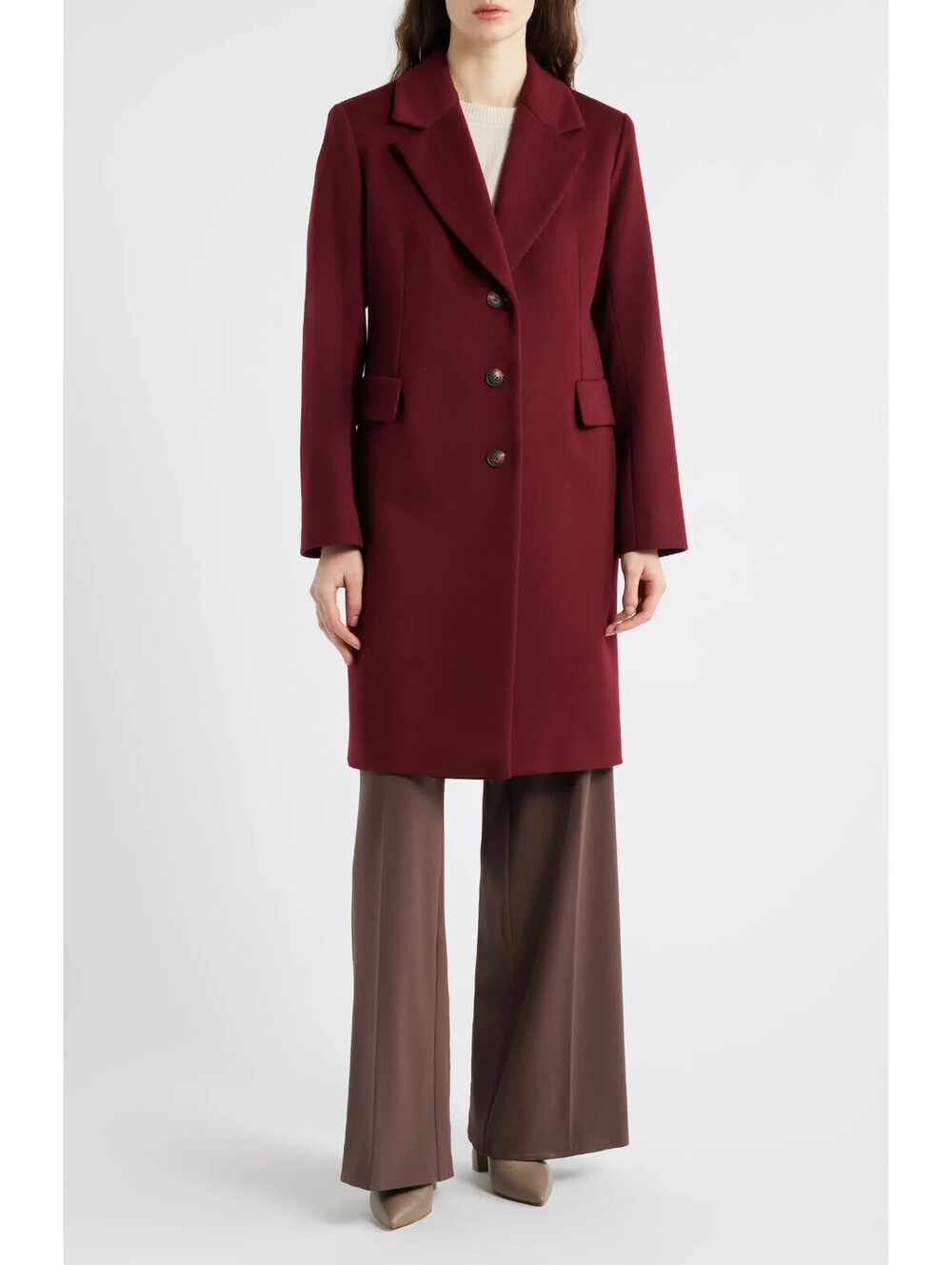 NEW, Fleurette Charlie Wool Coat in Merlot Sz 16 #W216